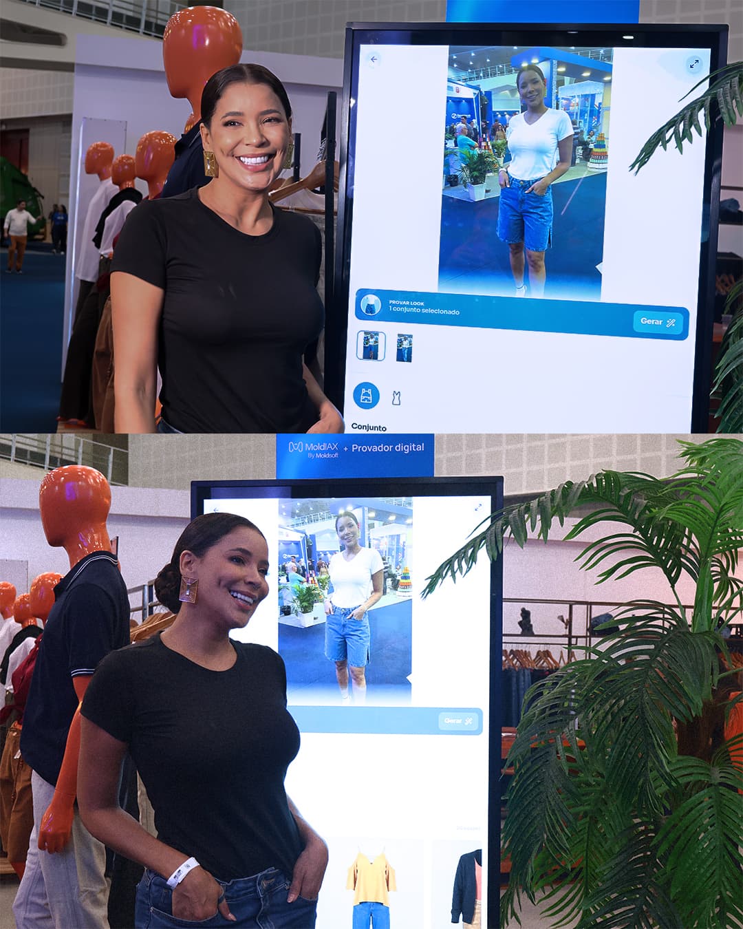 Interação com o totem TRY-ON na feira