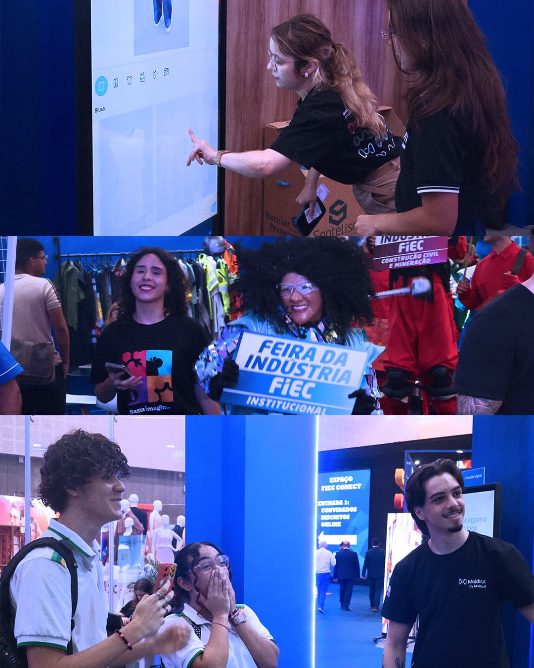 Público no estande com provador virtual